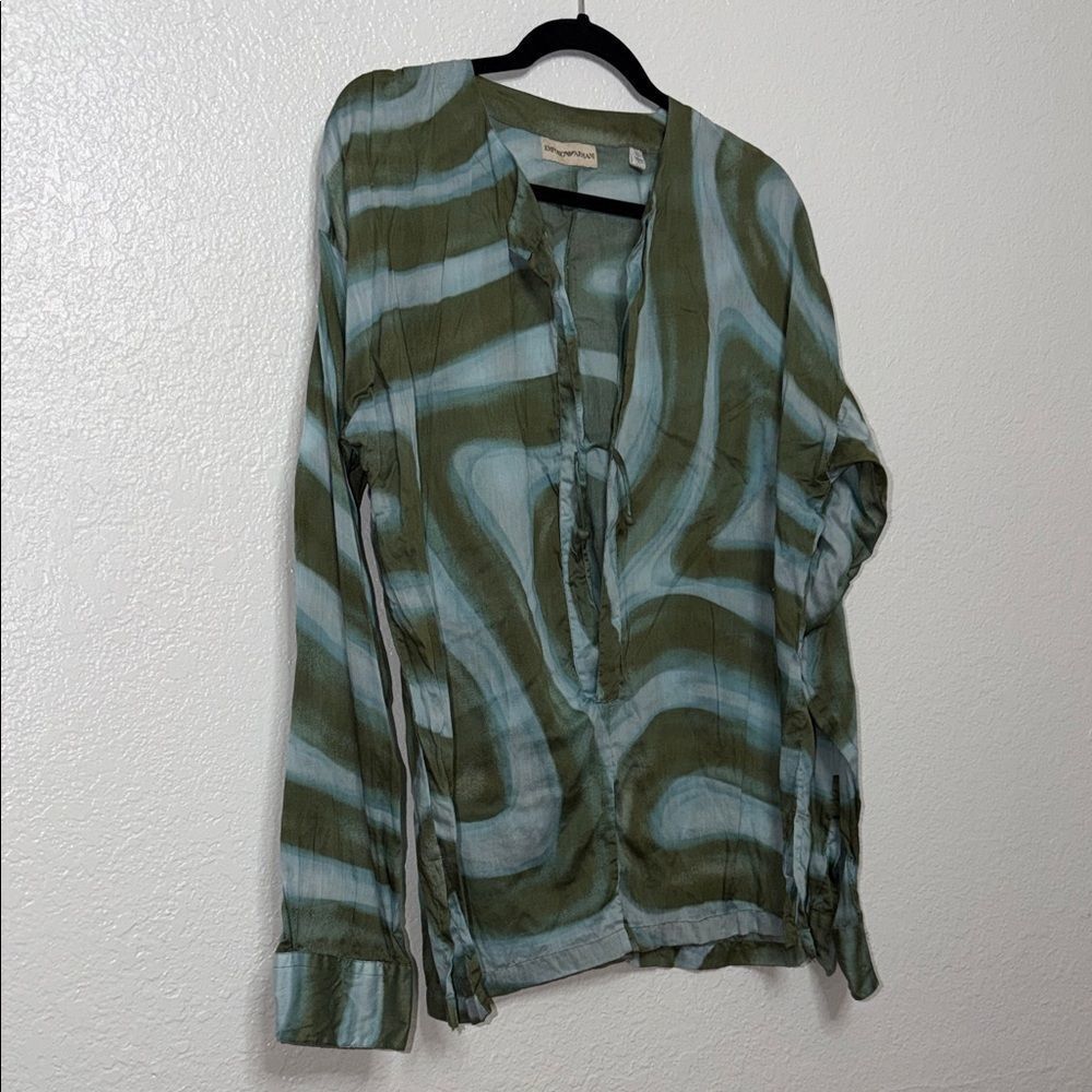 Vintage Emporio Armani Olive blue Y2K psychedelic Blouse